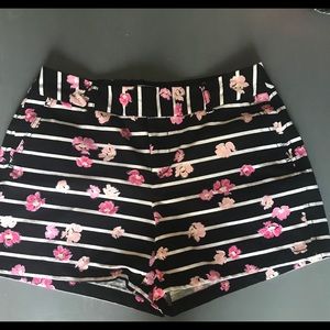 ELLE Black & White striped pink floral shorts.